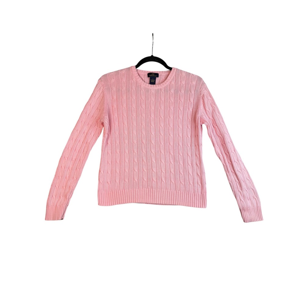 Brooks Brothers 346 Pink Cable Knit Mercerized Cotton Sweater Womens Medium